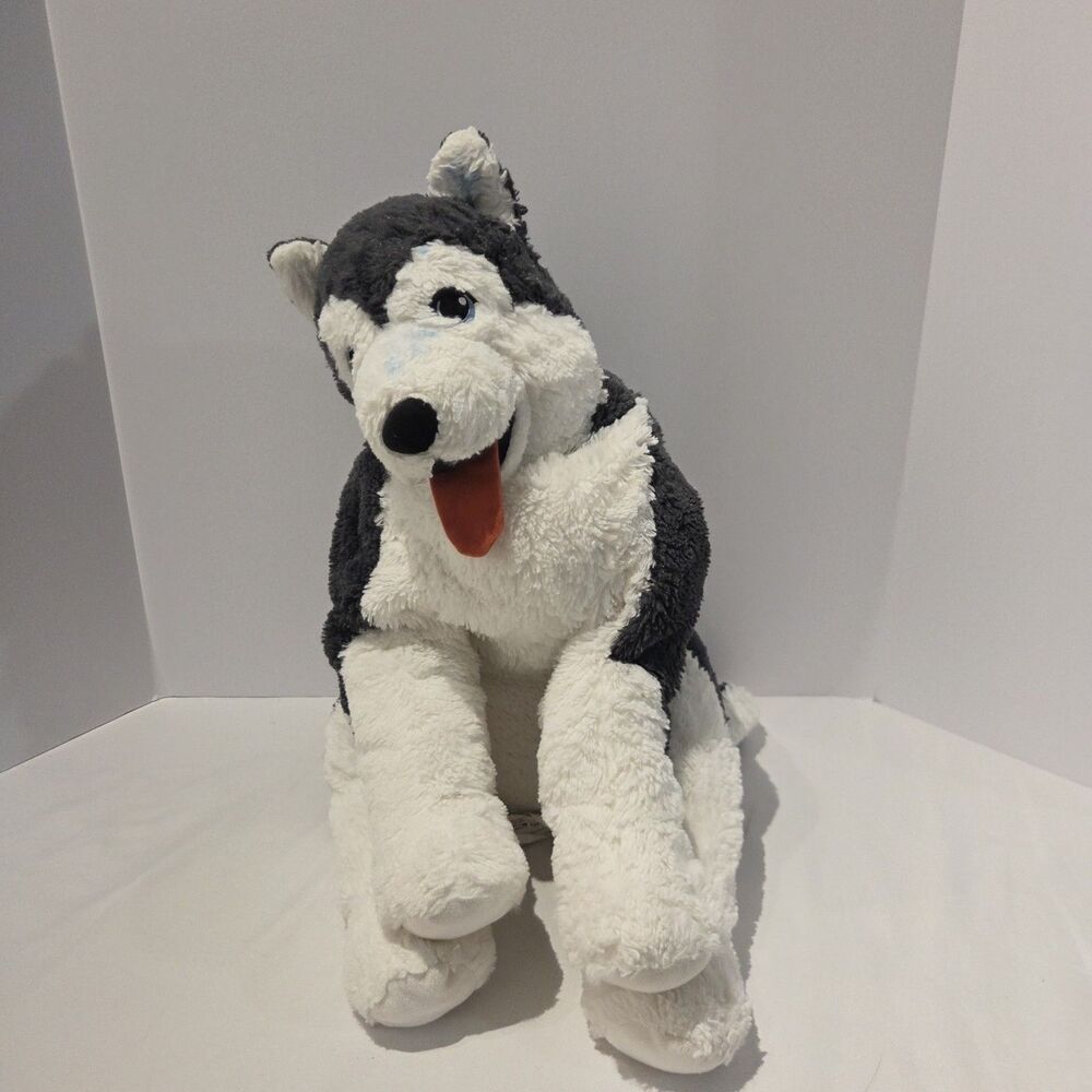 Ikea Livlig Siberian Husky Dog 27” Plush Soft Toy Stuffed Animal Gray Floppy